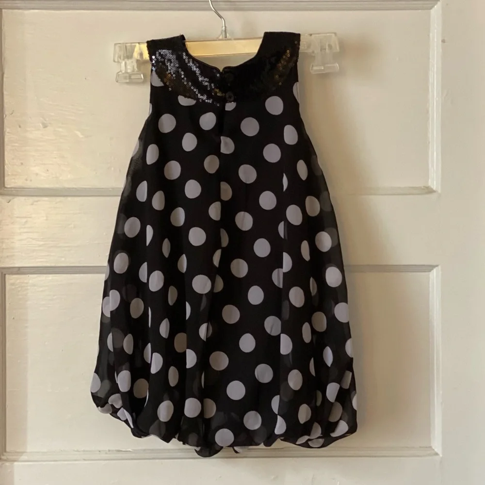 Childrens Place Sequin Black & White Polka Dot Dress or Tunic Top Size 5